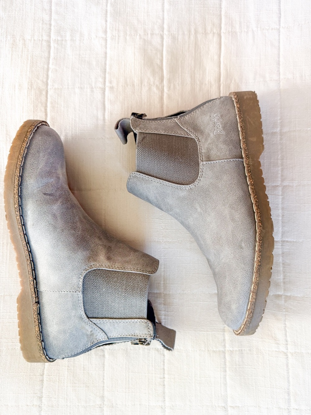 Blowfish Vegan Gray Ankle Boots Chunky Lug Sole